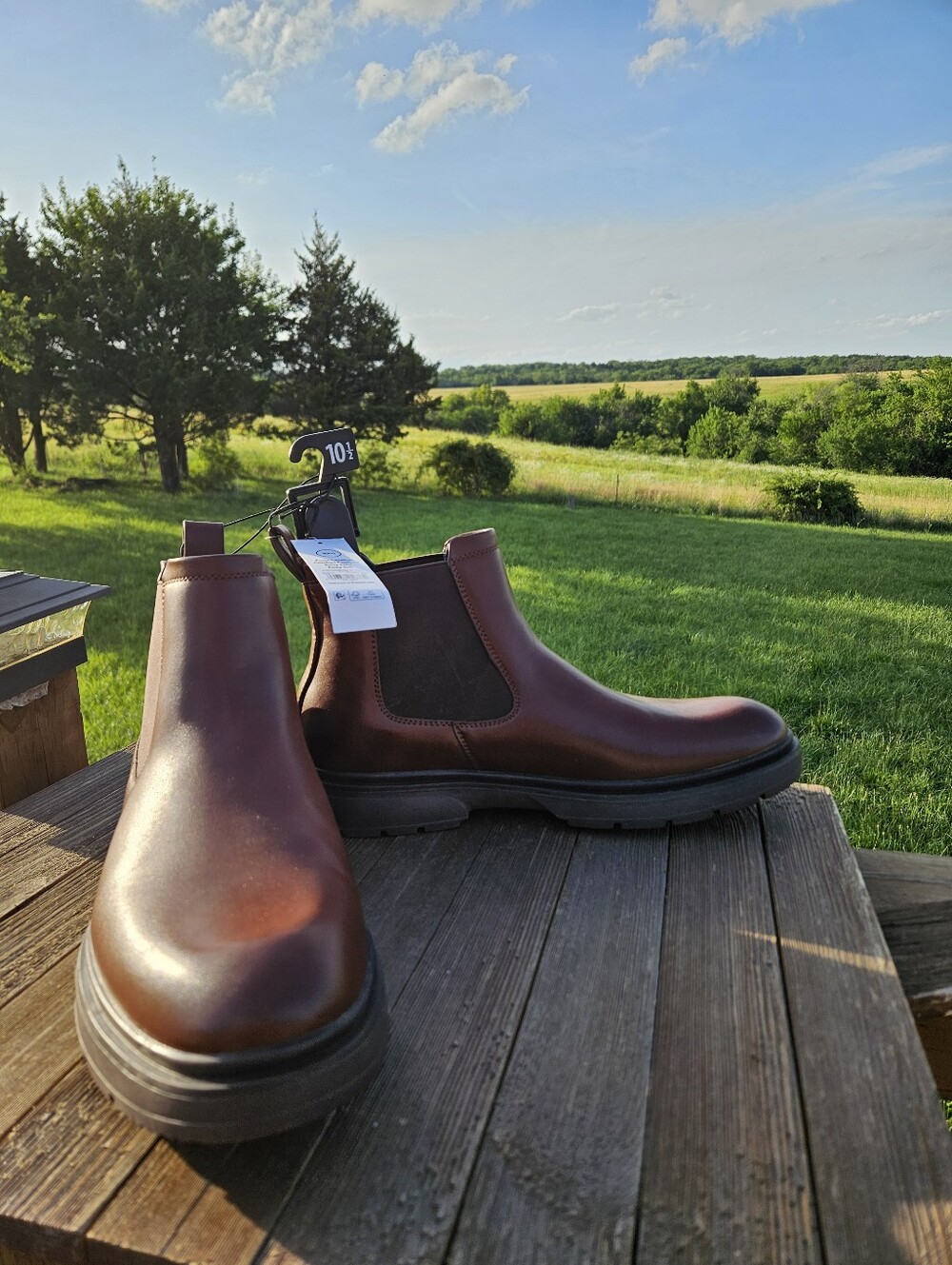 Men's Garda Chelsea Boots Brown Faux Leather Ankle Pull-On